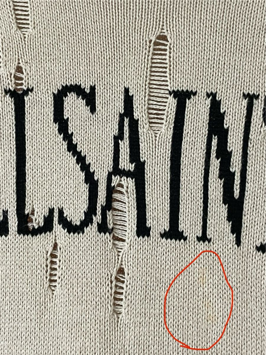 定価33,000円★ALL SAINTS 20-21aw ロゴ ダメージ加工 オーバーサイズ ニット オールセインツ ライダース _画像9