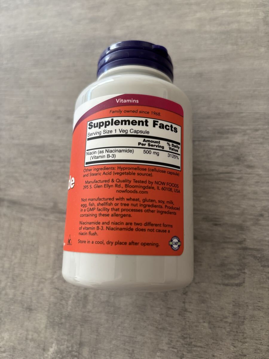 NOW ナウフーズ ナイアシンアミド 500mg 100粒 ノンフラッシュ_画像2