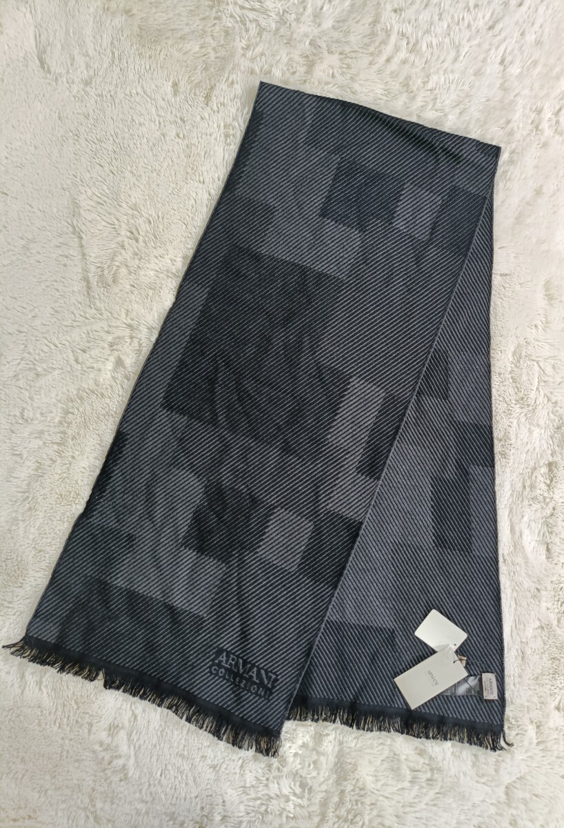 ARMANI COLLEZIONI アルマーニコレッツオーニ マフラー【サイズ36cm×176cm】【ウール100%】【タグ付】1000円スタート_画像1