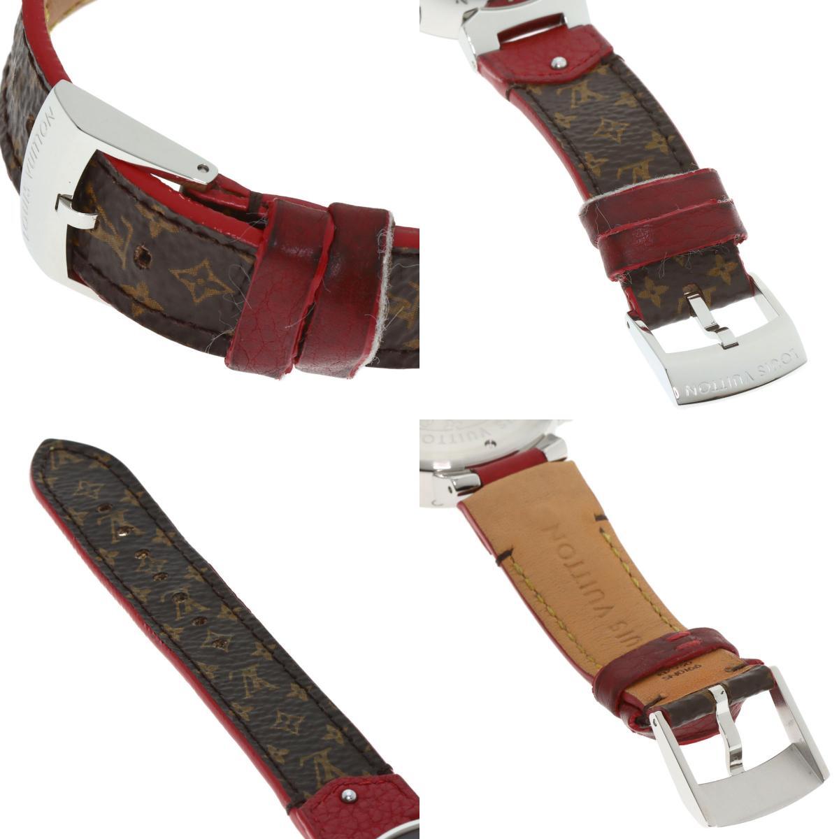 LOUIS VUITTON ルイヴィトン Q1321 タンブール クロノグラフ 腕時計 ステンレススチール 革 レディース 中古_画像5