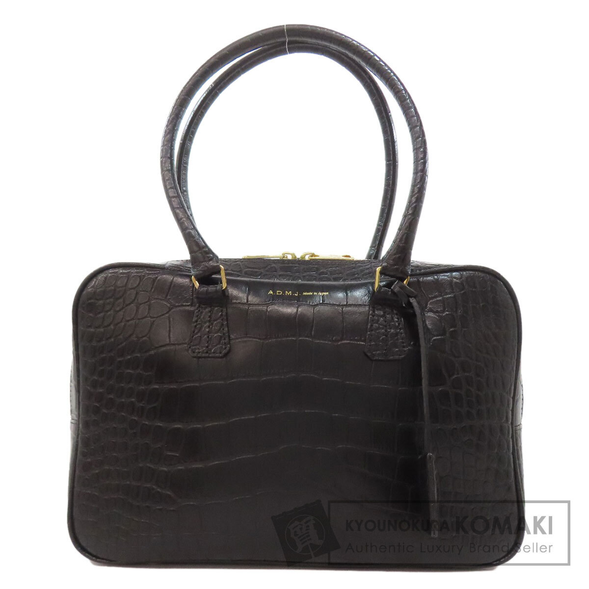 ADMJ エーディーエムジェイ 型押し トートバッグ レザー レディース 中古_画像1