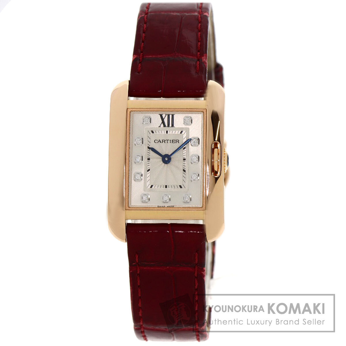 CARTIER カルティエ WJTA0007 タンク アングレーズ SM 腕時計 K18ピンクゴールド 革 レディース 中古_画像1