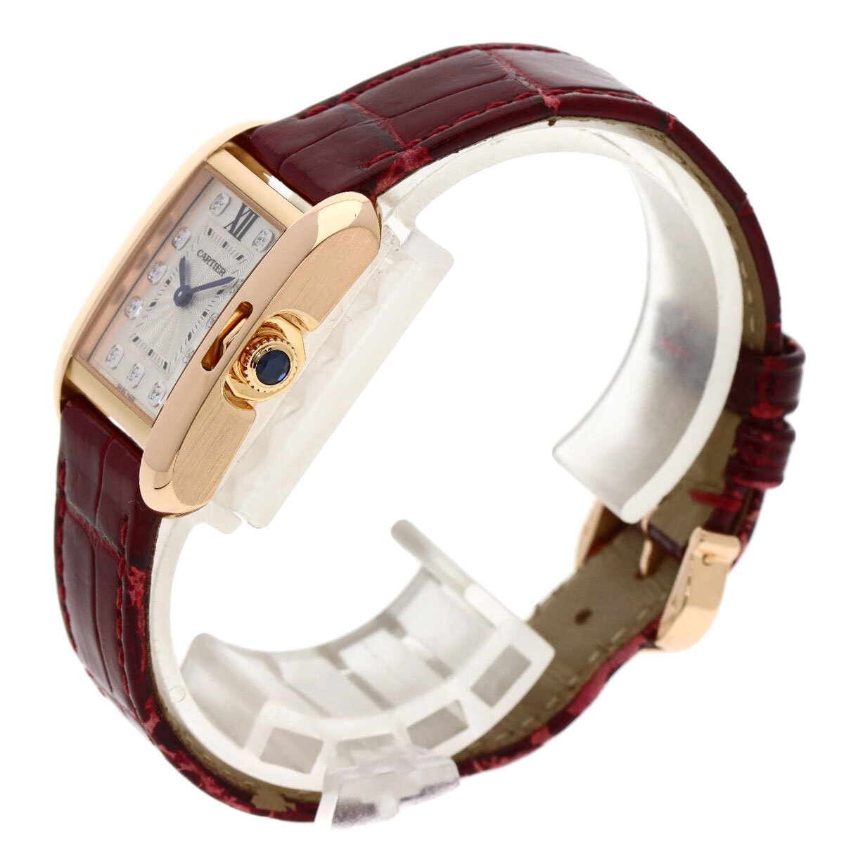 CARTIER カルティエ WJTA0007 タンク アングレーズ SM 腕時計 K18ピンクゴールド 革 レディース 中古_画像2