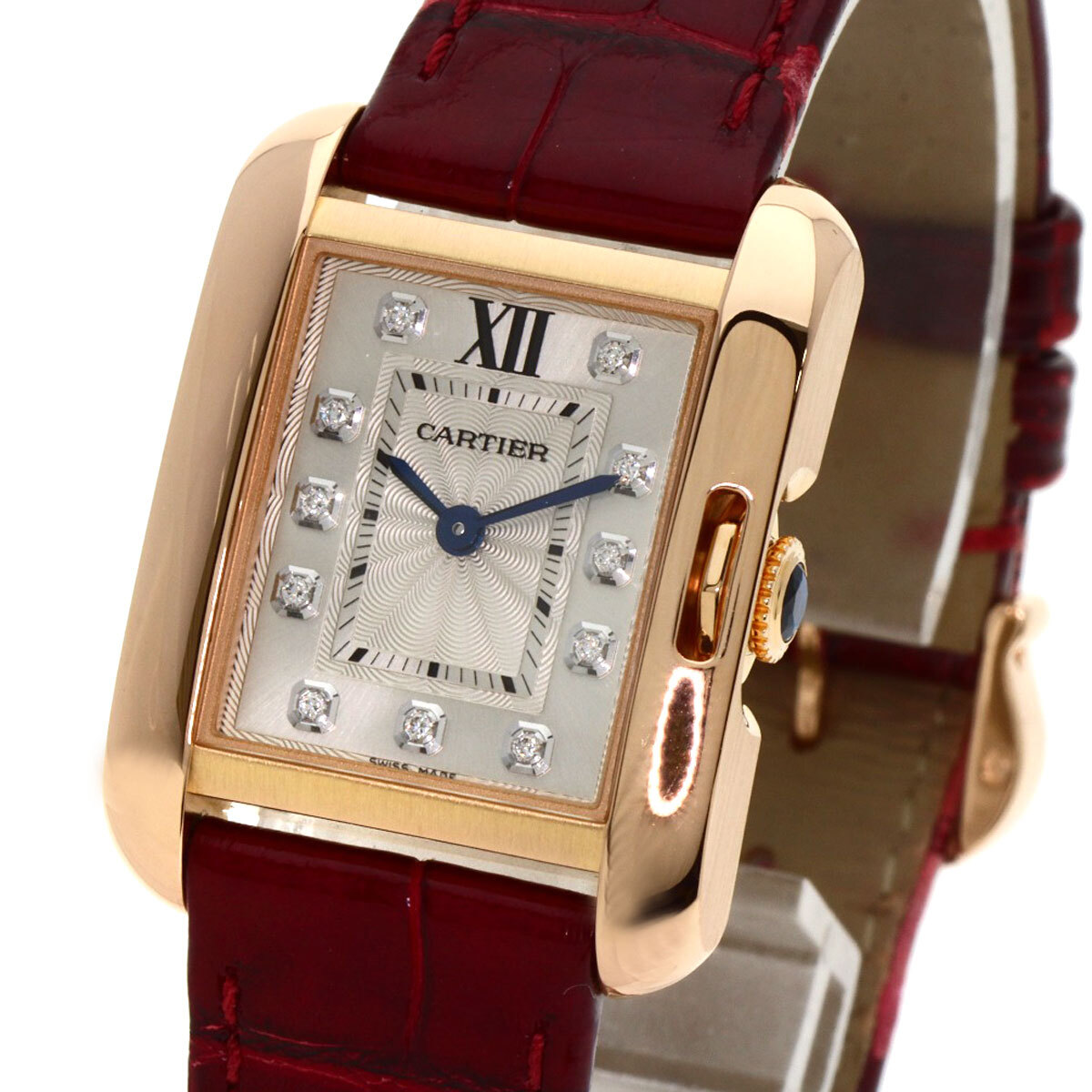 CARTIER カルティエ WJTA0007 タンク アングレーズ SM 腕時計 K18ピンクゴールド 革 レディース 中古_画像3