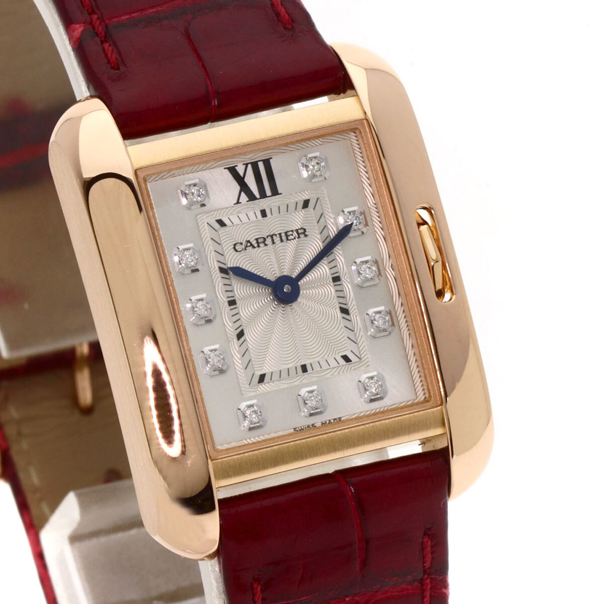 CARTIER カルティエ WJTA0007 タンク アングレーズ SM 腕時計 K18ピンクゴールド 革 レディース 中古_画像4
