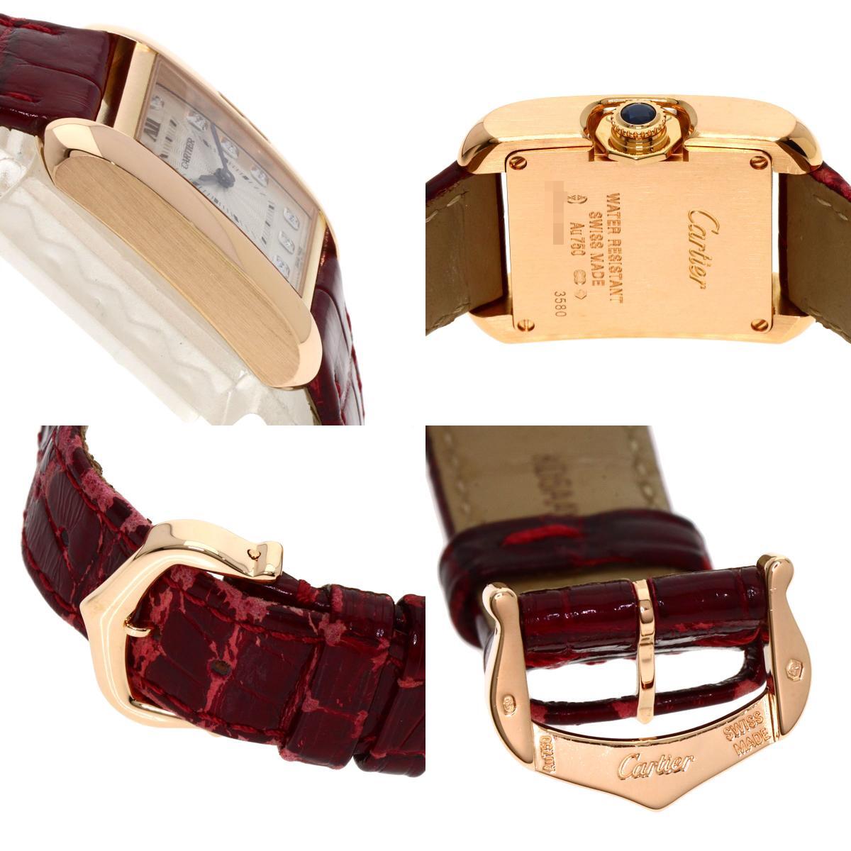 CARTIER カルティエ WJTA0007 タンク アングレーズ SM 腕時計 K18ピンクゴールド 革 レディース 中古_画像6