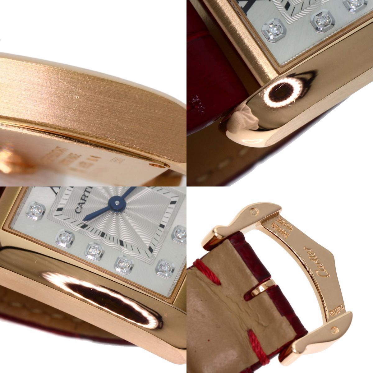 CARTIER カルティエ WJTA0007 タンク アングレーズ SM 腕時計 K18ピンクゴールド 革 レディース 中古_画像9