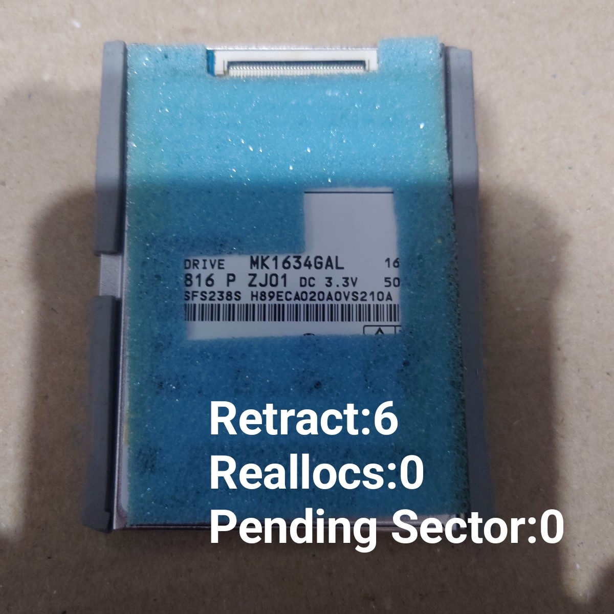 1.8インチ HDD 160GB ZIF MK1634GAL(iPod classic MC293J/MC297J対応)ジャンク扱い_画像1