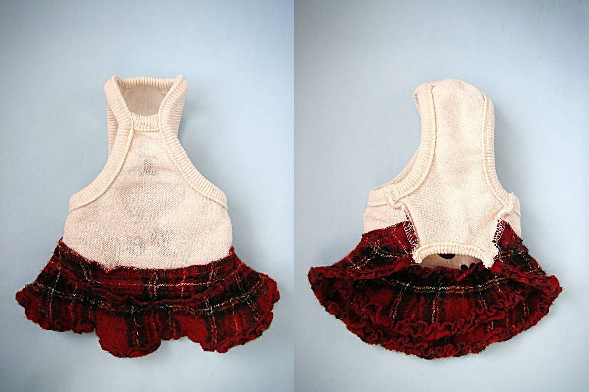 PARIERO CA・WA・I・I タンクトップ・フリルワンピース オフホワイト/タータンチェック柄 スタッズのデコレーション サイズXS　　パリエロ_画像10