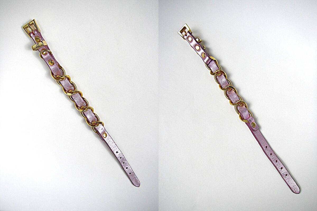 VOYAGE FOR LALA リードとカラーのセット ゴールドチェーン/ピンクストラップ チャーム付き ボヤージュ・フォー・ララ_画像4