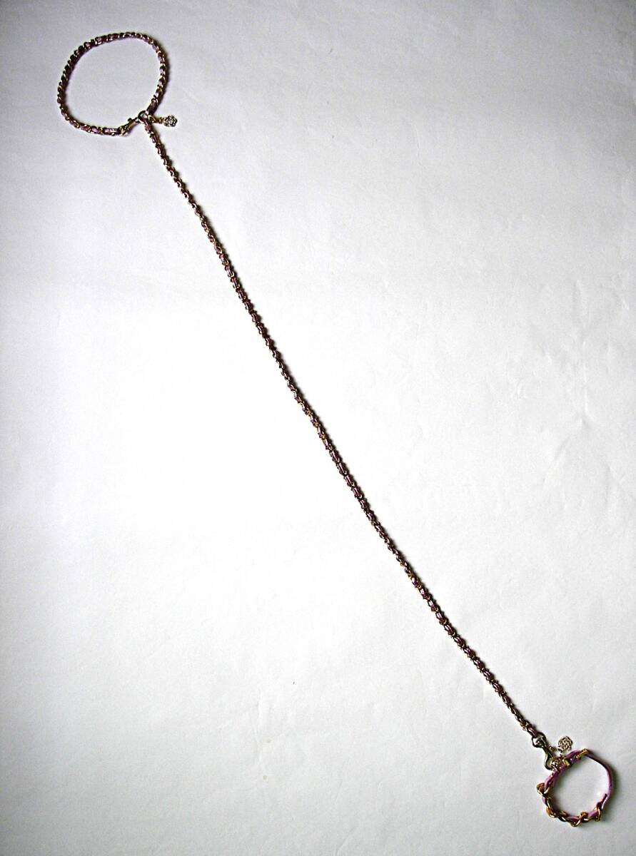 VOYAGE FOR LALA リードとカラーのセット ゴールドチェーン/ピンクストラップ チャーム付き ボヤージュ・フォー・ララ_画像3