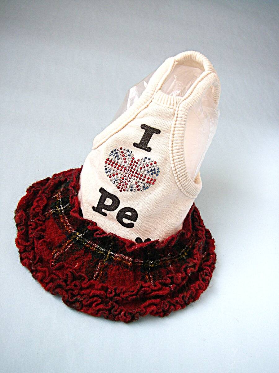 PARIERO CA・WA・I・I タンクトップ・フリルワンピース オフホワイト/タータンチェック柄 スタッズのデコレーション サイズXS　　パリエロ_画像1