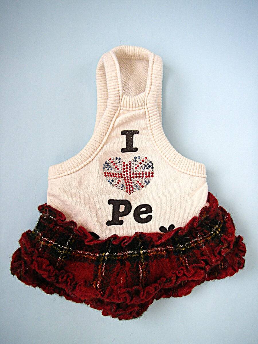 PARIERO CA・WA・I・I タンクトップ・フリルワンピース オフホワイト/タータンチェック柄 スタッズのデコレーション サイズXS　　パリエロ_画像7