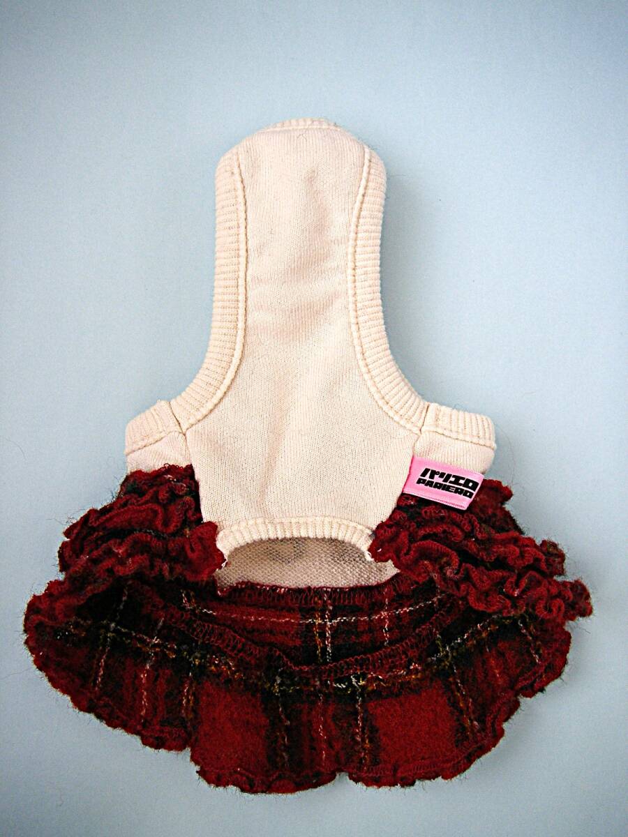 PARIERO CA・WA・I・I タンクトップ・フリルワンピース オフホワイト/タータンチェック柄 スタッズのデコレーション サイズXS　　パリエロ_画像8