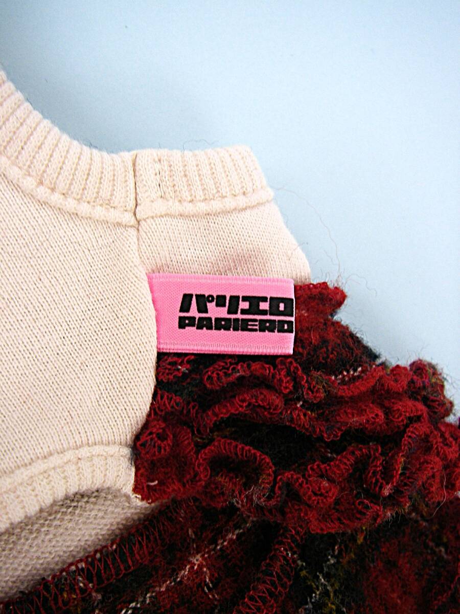 PARIERO CA・WA・I・I タンクトップ・フリルワンピース オフホワイト/タータンチェック柄 スタッズのデコレーション サイズXS　　パリエロ_画像9