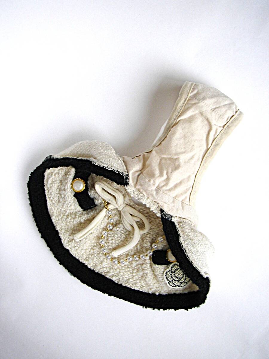 PARIERO Pink Gold ジャンパースカート オフホワイト/ブラック スタッズ/パールビーズ/リボンのデコレーション サイズSS パリエロ_画像6