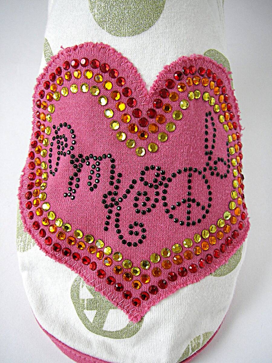 PARIERO Pink Gold ロングスリーブ・フーディー 白/ドット柄 アップリケ/ストーン/スタッズのデコ サイズXS パリエロ ピンクゴールド_画像3