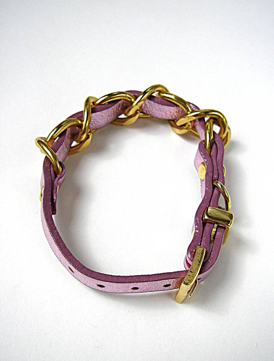 VOYAGE FOR LALA リードとカラーのセット ゴールドチェーン/ピンクストラップ チャーム付き ボヤージュ・フォー・ララ_画像5