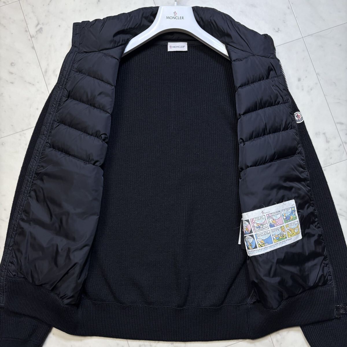 美品/Lサイズ★ MONCLER モンクレール MAGLIONE TRICOT CARDIGAN ニット切替 ダウンジャケット ブルゾン アウター Wジップ ブラック メンズ_画像7