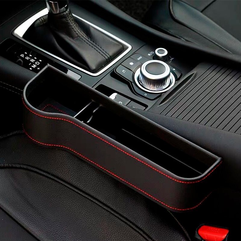 ハリアー 60系後期 車のシートレザー 隙間ボックス 左右2個 センター隙間埋め コンソール カップホルダー 落下防止 小物入れ 黒(赤糸)_画像2