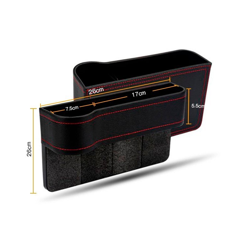 ハリアー 60系後期 車のシートレザー 隙間ボックス 左右2個 センター隙間埋め コンソール カップホルダー 落下防止 小物入れ 黒(赤糸)_画像8