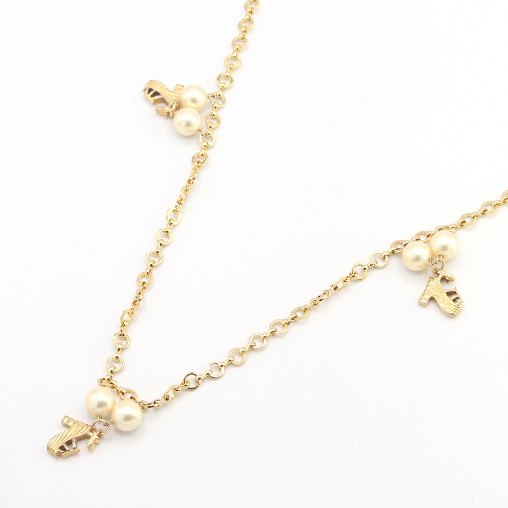 Ferragamo колье обувь узор длинный колье Gold metal поддельный жемчуг б/у цепь аксессуары Ferragamo колье обувь узор длинный колье Gold metal поддельный жемчуг б/у цепь аксессуары