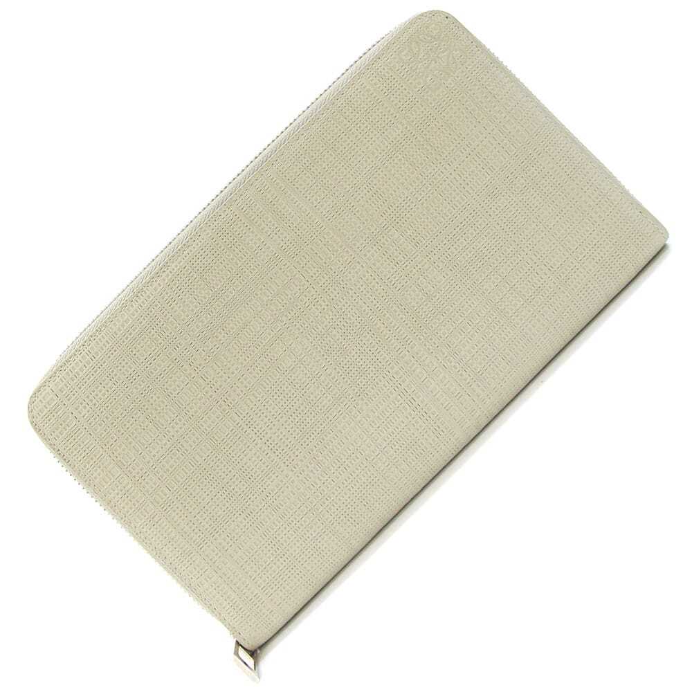 ロエベ ラウンドファスナー長財布 リネン ジャイアント ジップ アラウンド 101.79.l41 ライトグレー系 レザー 中古_画像1