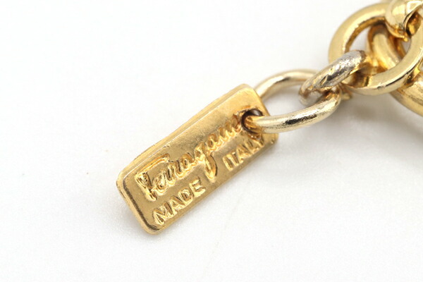 Ferragamo колье обувь узор длинный колье Gold metal поддельный жемчуг б/у цепь аксессуары