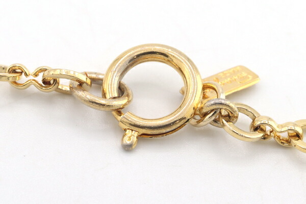 Ferragamo колье обувь узор длинный колье Gold metal поддельный жемчуг б/у цепь аксессуары