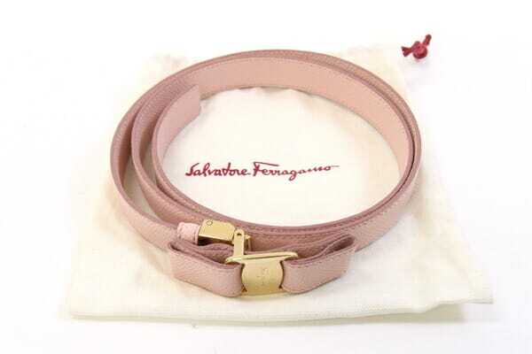  Ferragamo ремень vala свет розовое золото металлические принадлежности кожа 90cm б/у мода одежда лента женский 