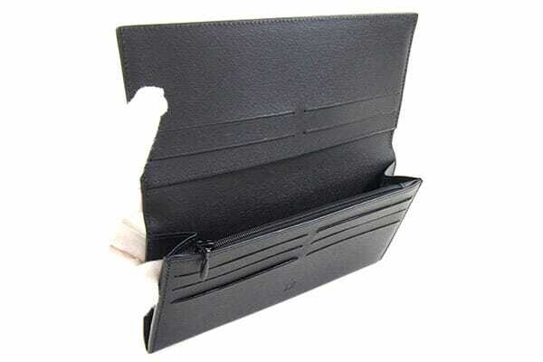 ダンヒル 二つ折り長財布 サイドカー 19F2F10SG ブラック レザー 中古 ロングウォレット ロゴ メンズ 男性_画像4