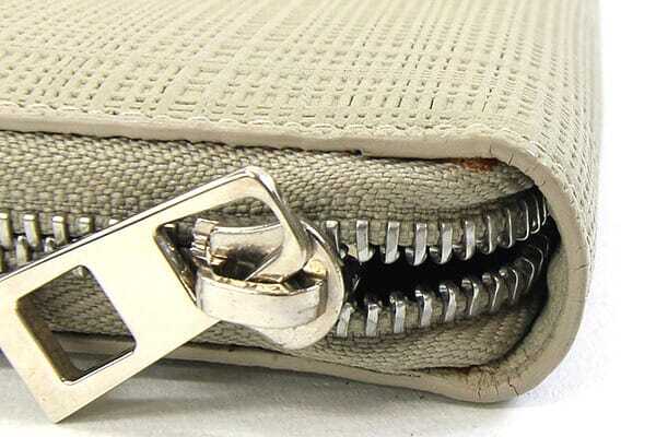 ロエベ ラウンドファスナー長財布 リネン ジャイアント ジップ アラウンド 101.79.l41 ライトグレー系 レザー 中古_画像6