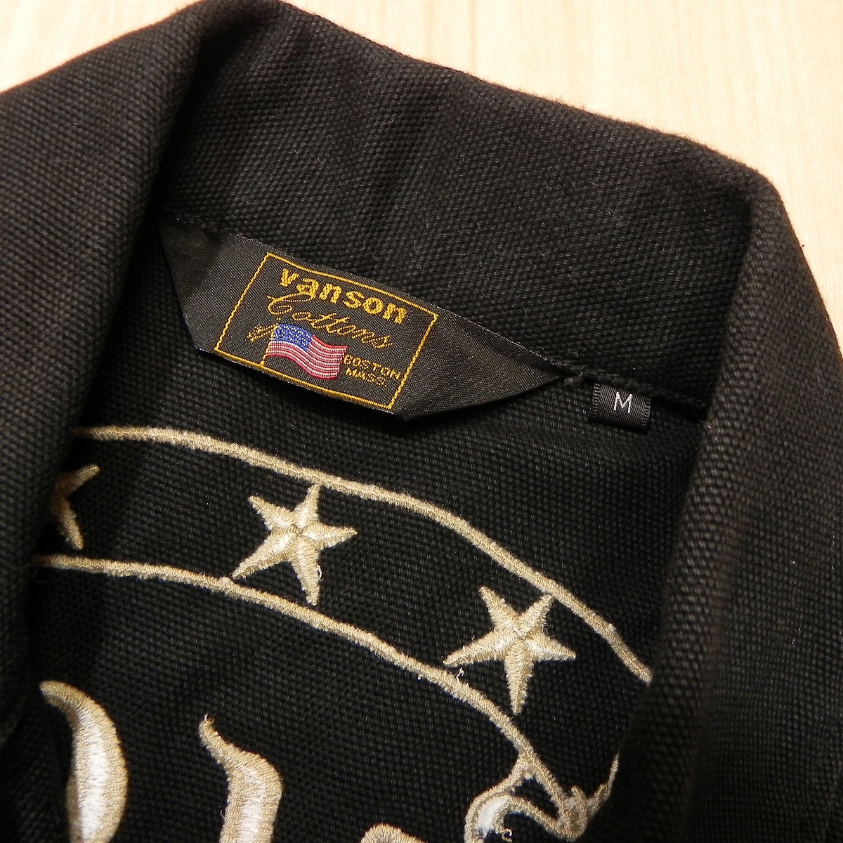 ★ VANSON バンソン ブラック 黒 トラッカージャケット M バック刺繍 Mサイズ ジージャン 型 アメカジ バイカー 古着 ★b_画像4