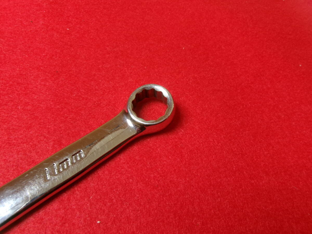 スナップオン Snap-on ギザ付 11mm フランクドライブプラス コンビネーションレンチ SOEXM11 オープンエンド 15°_画像4