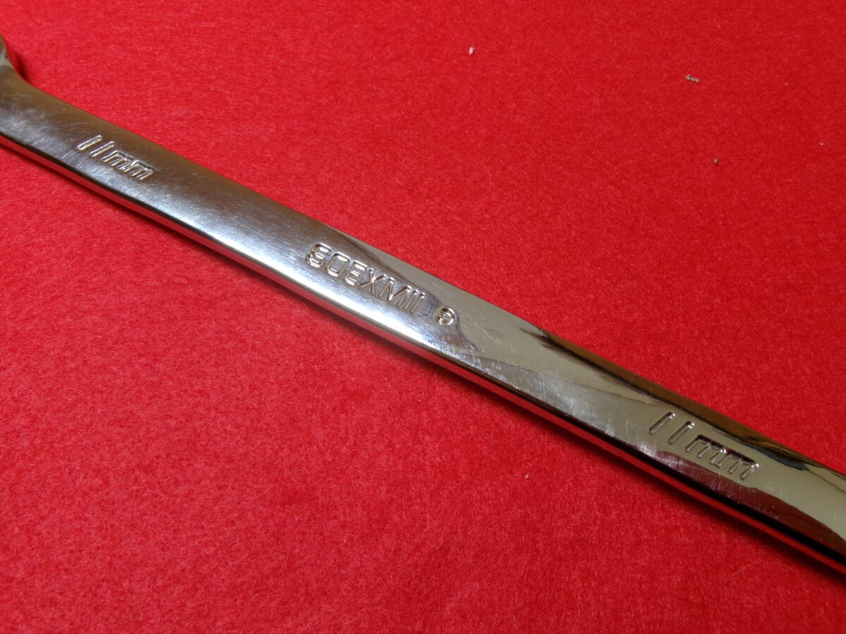 スナップオン Snap-on ギザ付 11mm フランクドライブプラス コンビネーションレンチ SOEXM11 オープンエンド 15°_画像6