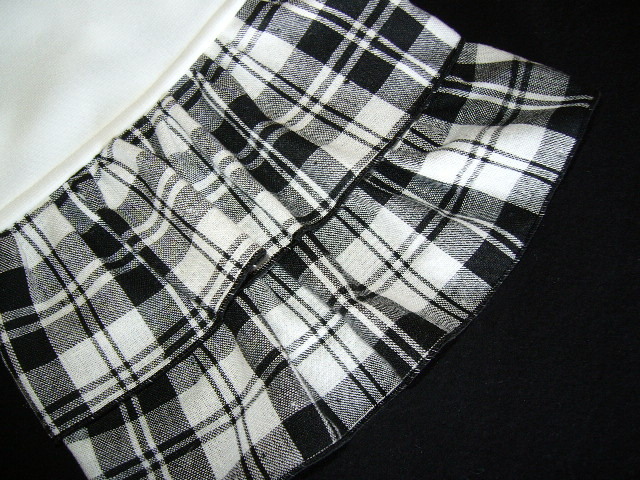 値下げ！S小型犬白黒タータンワンピ_画像3