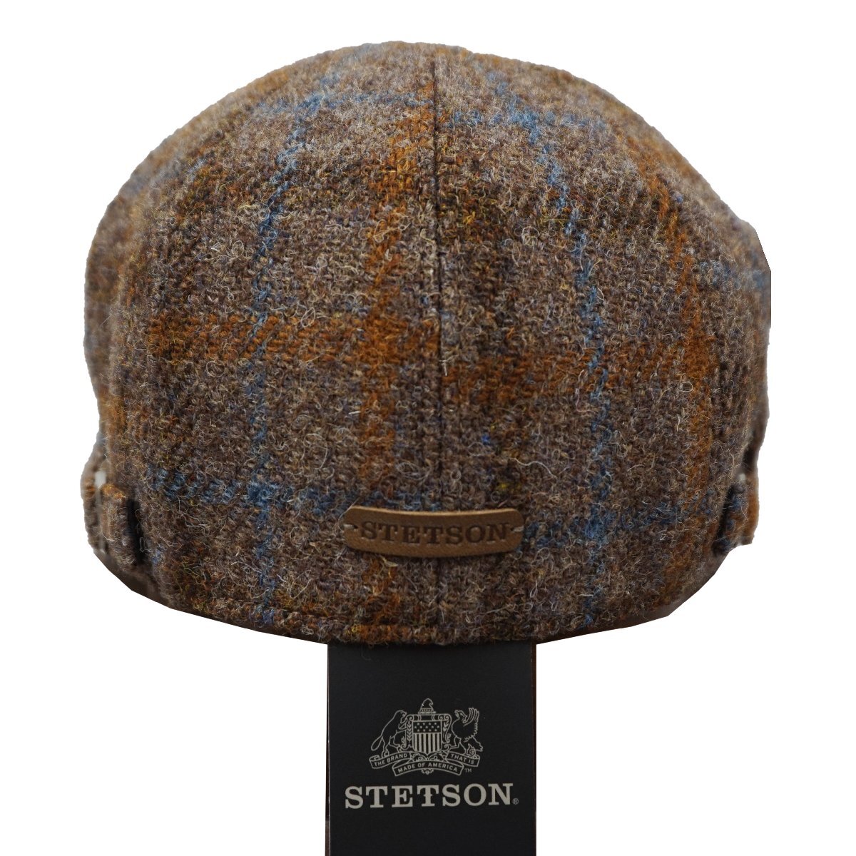 【 STETSON 】ステットソン ・ 秋冬 ハンチング ★ ブラウン・オーバーチェック ★ 毛100％★ 両サイドアジャスター機能付 ★ M 56.5cm_画像3