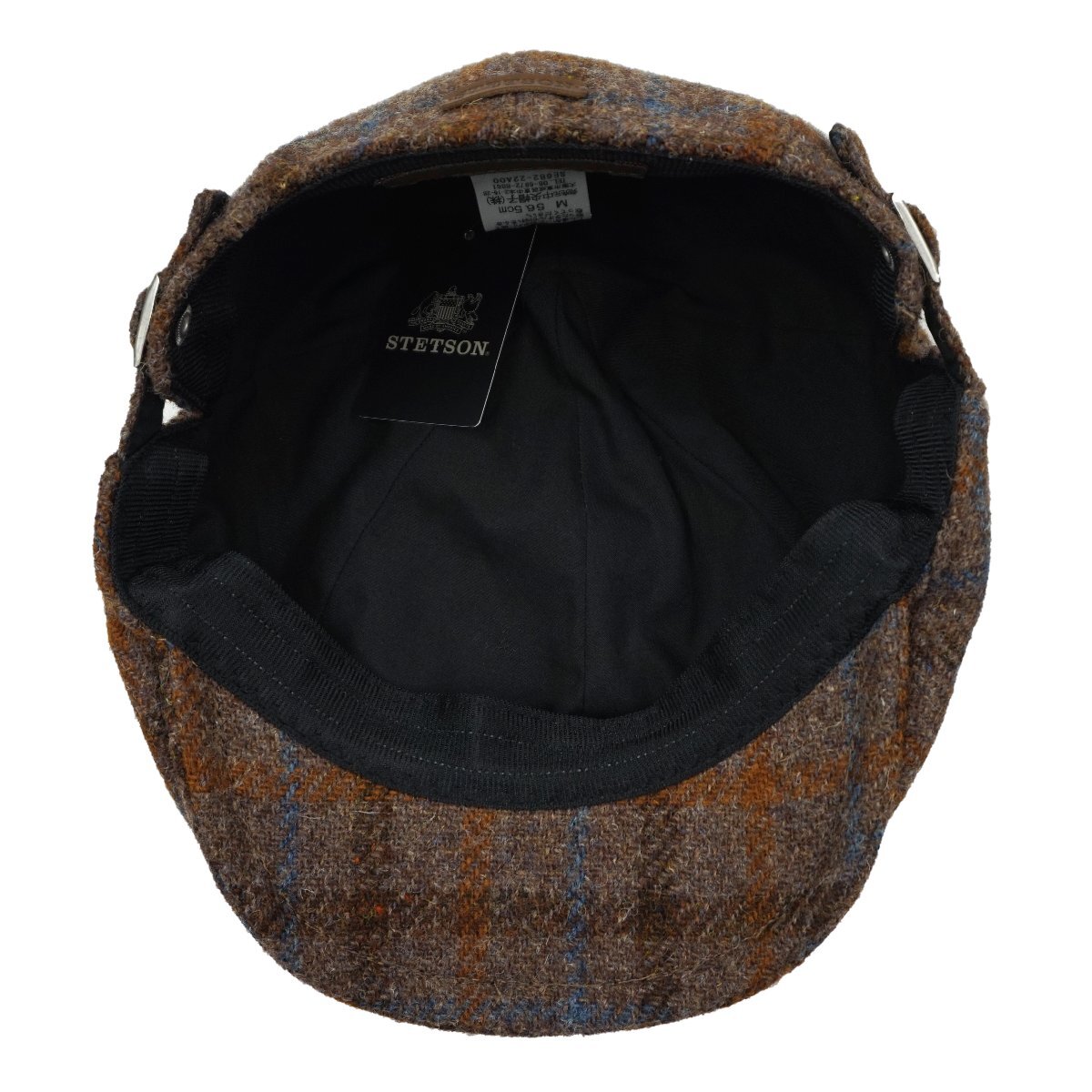 【 STETSON 】ステットソン ・ 秋冬 ハンチング ★ ブラウン・オーバーチェック ★ 毛100％★ 両サイドアジャスター機能付 ★ M 56.5cm_画像7
