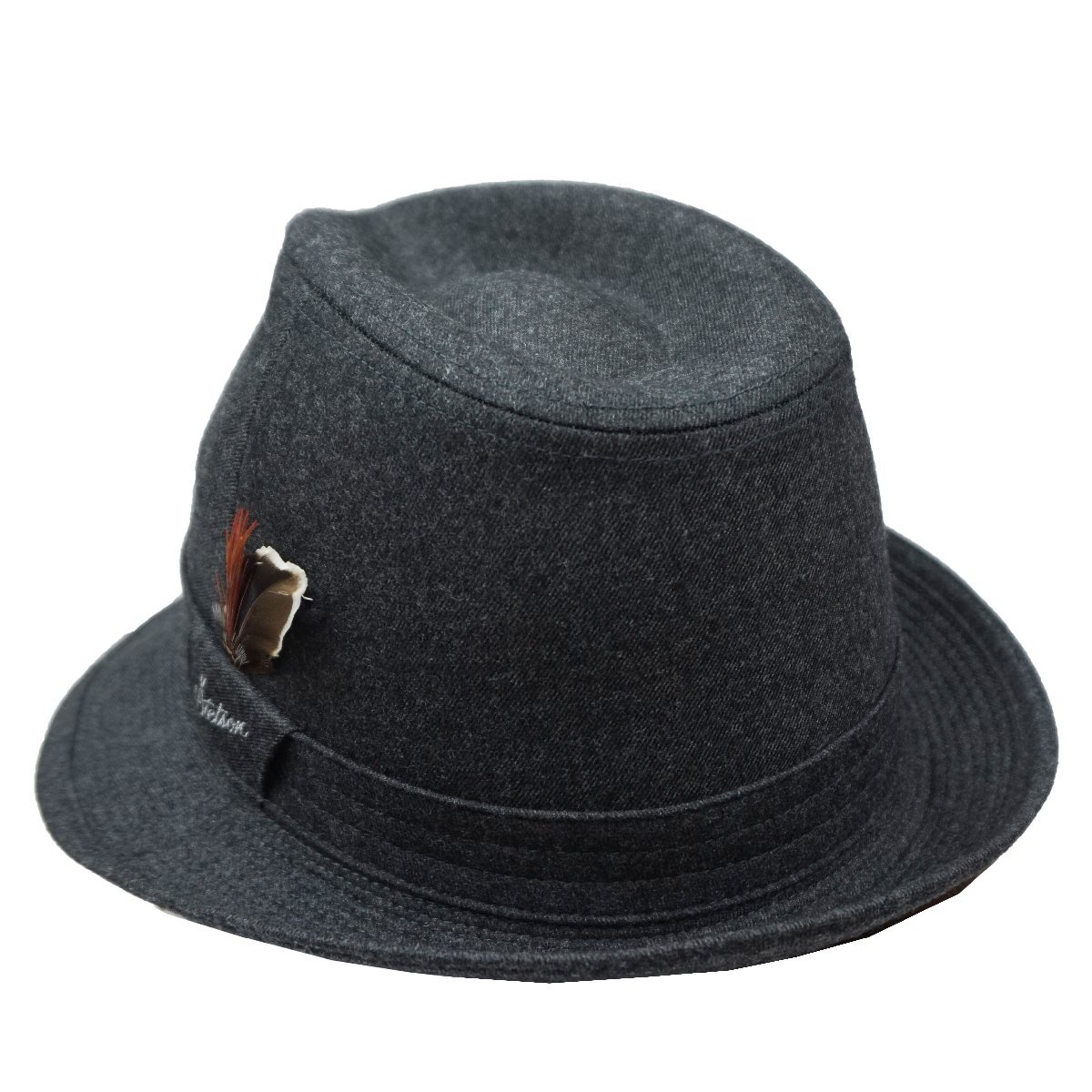 【 STETSON 】日本製ステットソン ・ 秋冬 中折帽子 ★ グレー無地 ★ 毛99％・ポリウレタン1％ ★ サイズ微調整機能付 ★ 58.0ｃｍ_画像4