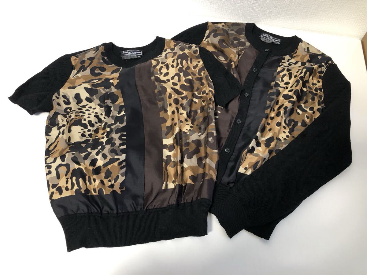 11-68 Salvatore Ferragamo Salvatore Ferragamo ансамбль кардиган tops одежда комплект XS шелк шерсть женский женщина 