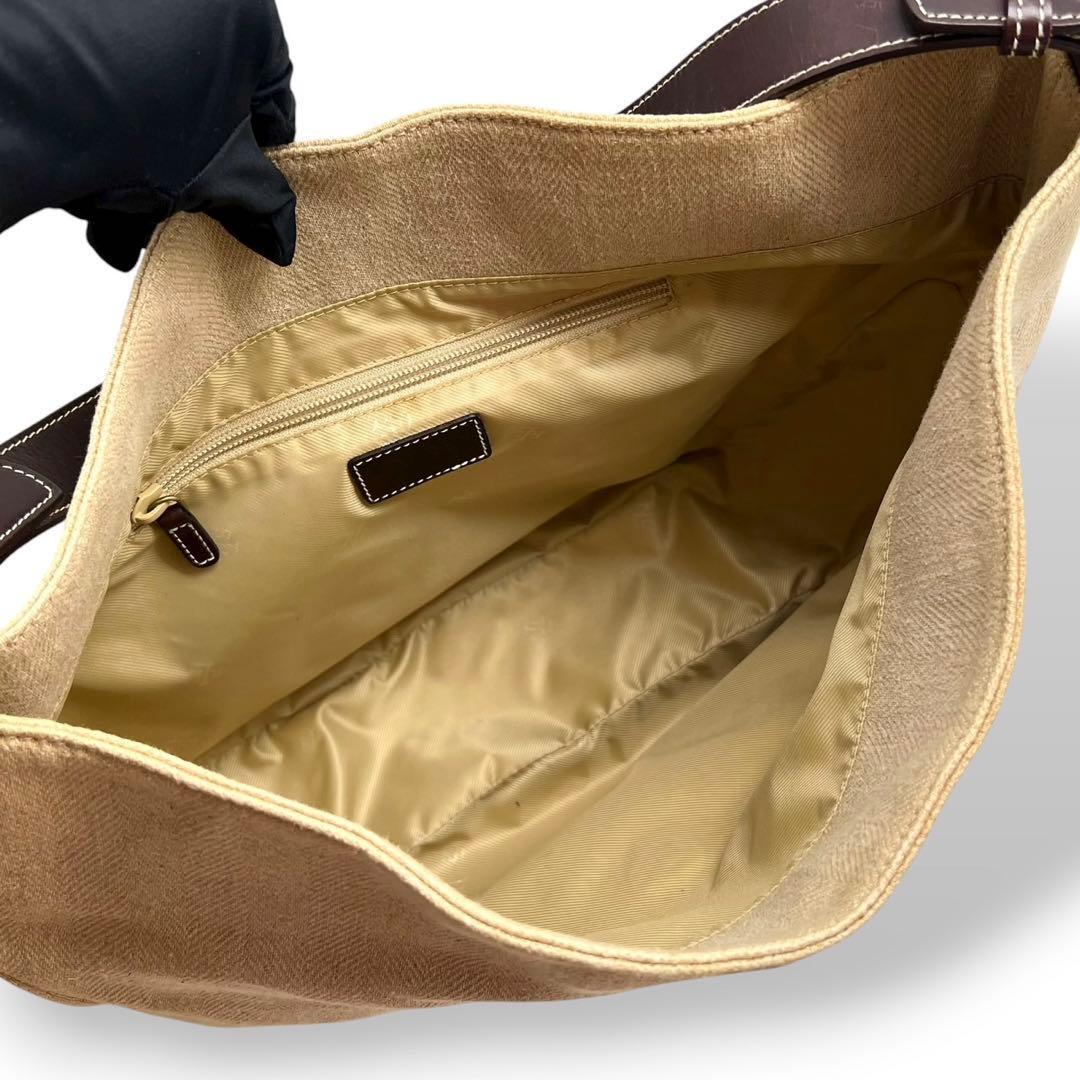 LAUREN RALPH LAUREN ローレンラルフローレン ショルダーバッグ トートバッグ ヘリンボーン キャンバス レザー ベージュ_画像8