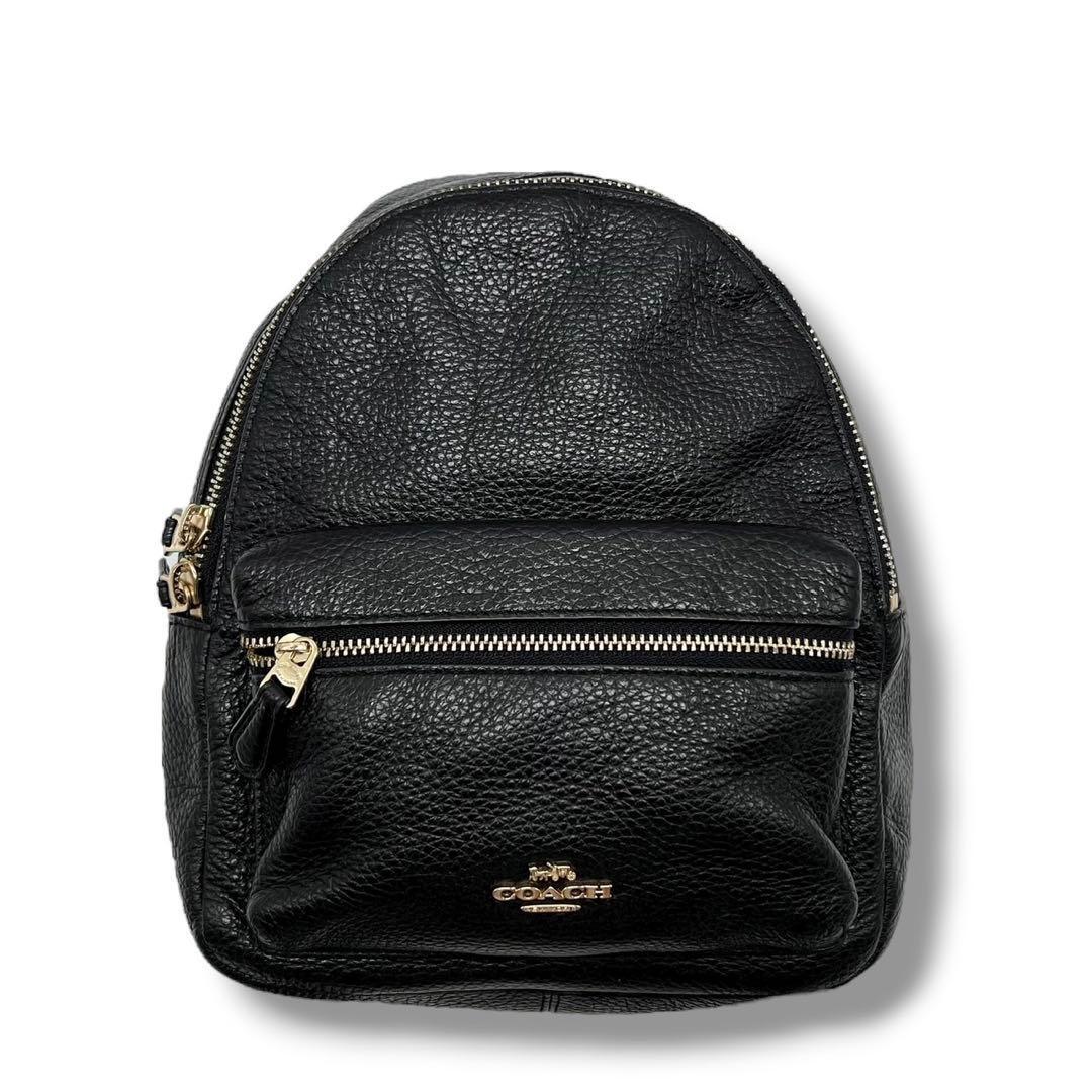 極美品 COACH コーチ ミニ リュックサック バックパック チャーリー 28995 ブラック シボ革_画像2