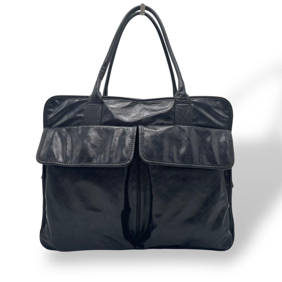 美品! GHERARDINI ゲラルディーニ トートバッグ ソフティ 肩掛け ダブルポケット A4可 大容量 ビジネス メンズ レディース_画像2