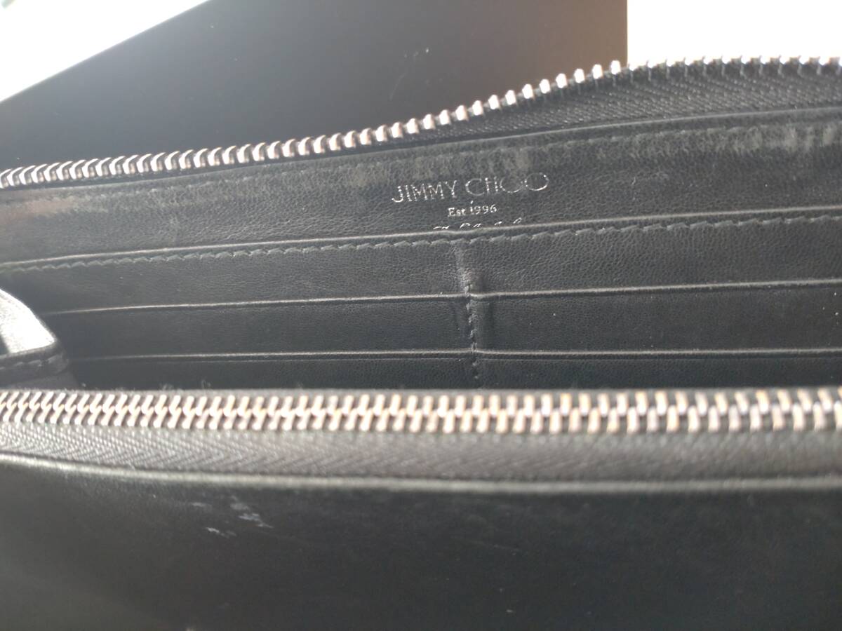 ジミーチュウ JIMMY CHOO 長財布 ウォレット wallet ラウンドファスナー スタッズ スター ブラック レザー_画像5