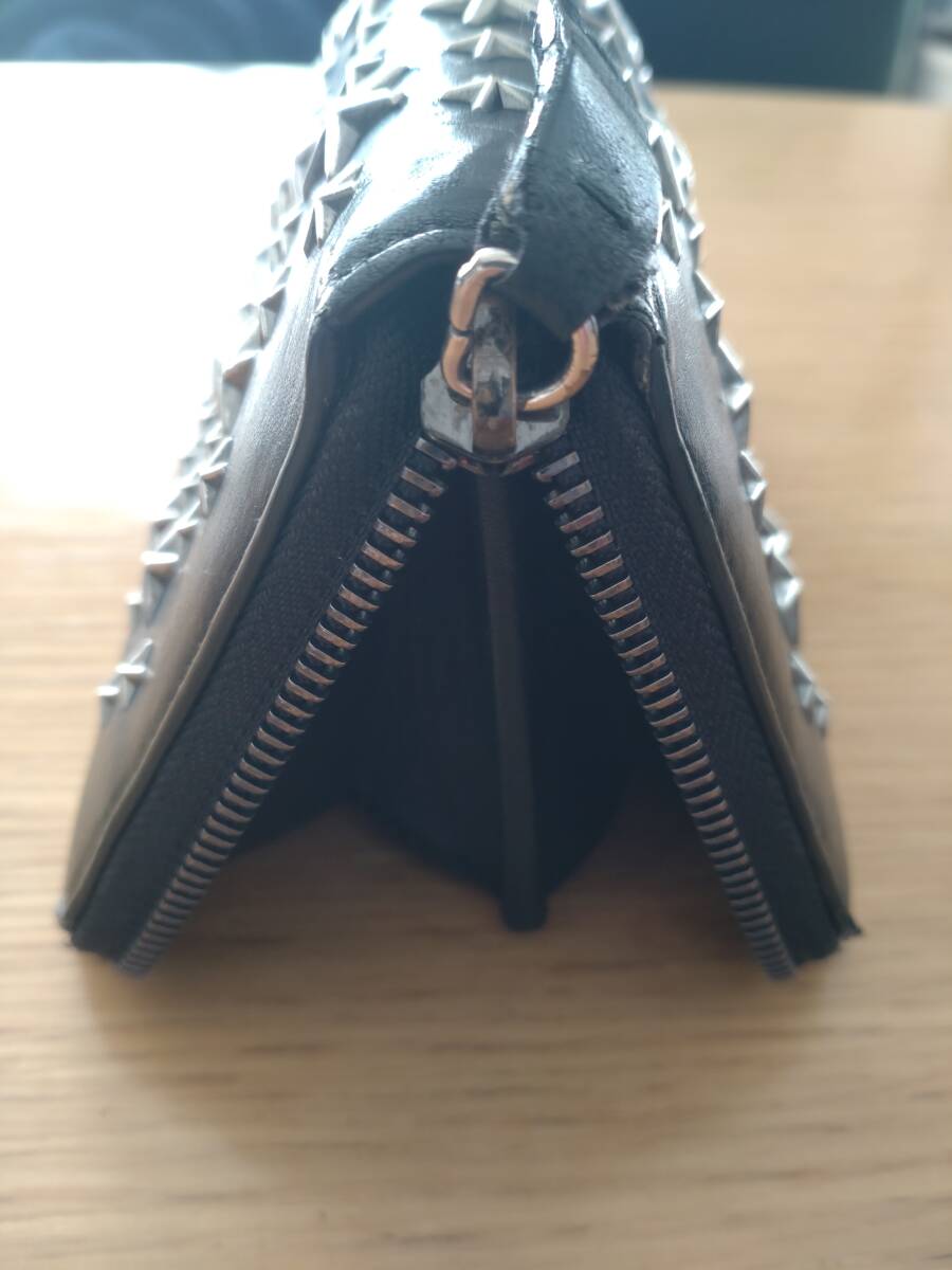 ジミーチュウ JIMMY CHOO 長財布 ウォレット wallet ラウンドファスナー スタッズ スター ブラック レザー_画像6