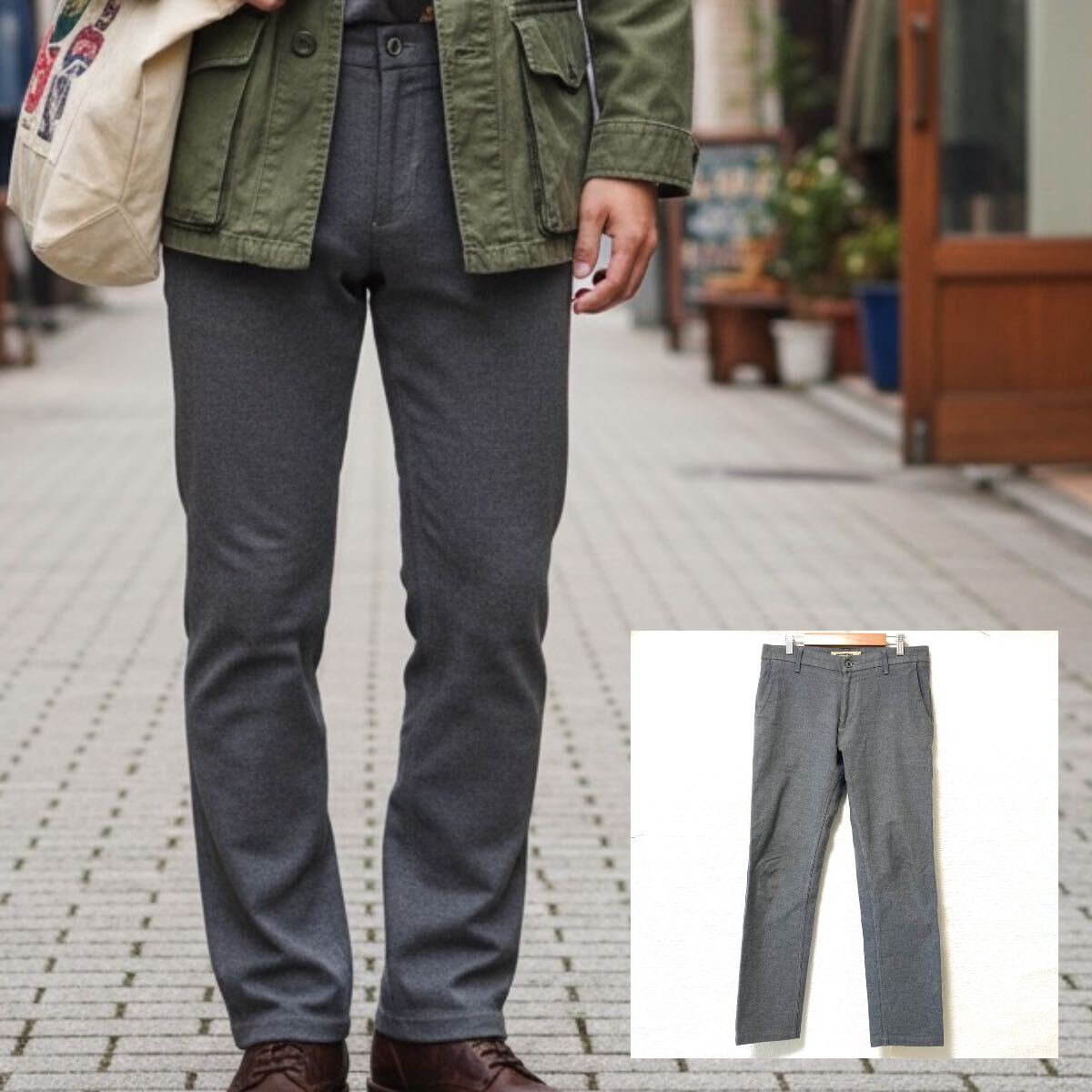 状態良好◎ 日本製【FOB FACTORY】エフオービーファクトリー ストレッチ スラックス パンツ チノパン グレー メンズ サイズ2/Y37732UU_画像1