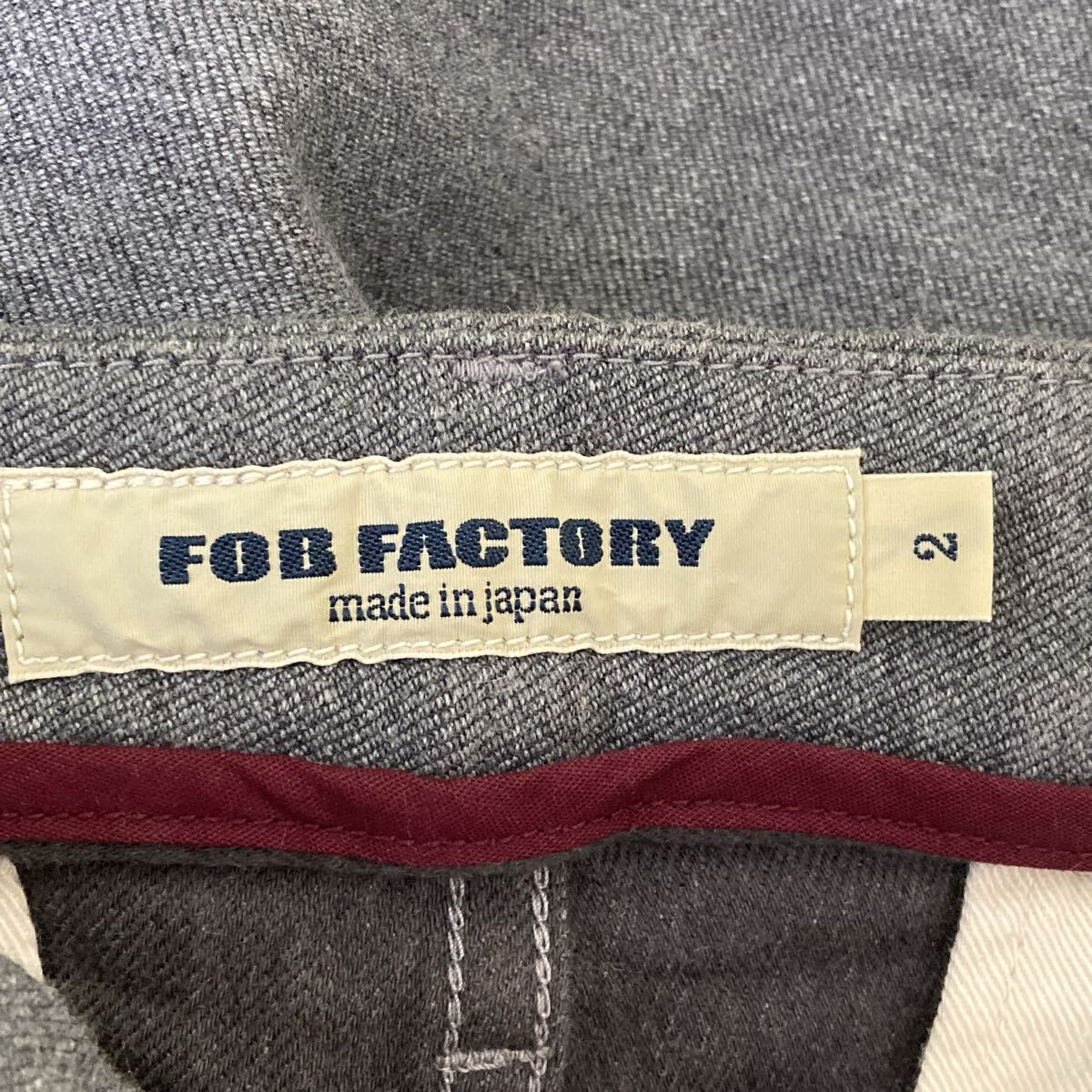 状態良好◎ 日本製【FOB FACTORY】エフオービーファクトリー ストレッチ スラックス パンツ チノパン グレー メンズ サイズ2/Y37732UU_画像7