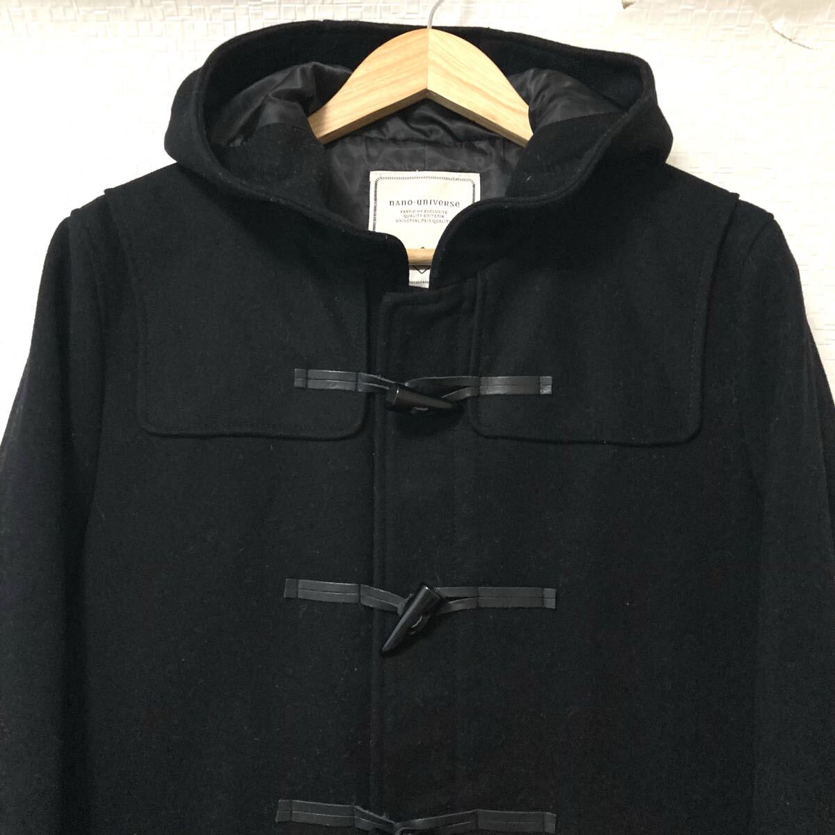 オンオフ使える！【nano・universe】ナノユニバース ウール混 ダッフル コート アウター 通勤 きれいめ ブラック メンズ L/Y37750UU_画像5