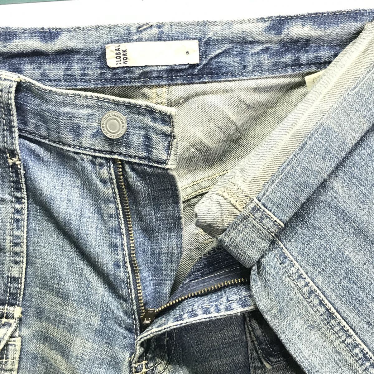 雰囲気勝負◎ダメージ&ユーズド加工【GLOBAL WORK】グローバルワーク デニム ジーンズ ブッシュパンツ 古着 ワーク インディゴ S /Y38016ii_画像6
