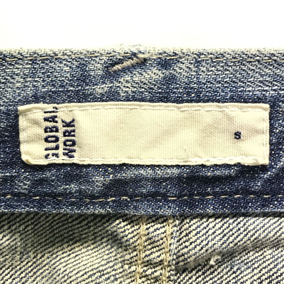 雰囲気勝負◎ダメージ&ユーズド加工【GLOBAL WORK】グローバルワーク デニム ジーンズ ブッシュパンツ 古着 ワーク インディゴ S /Y38016ii_画像9